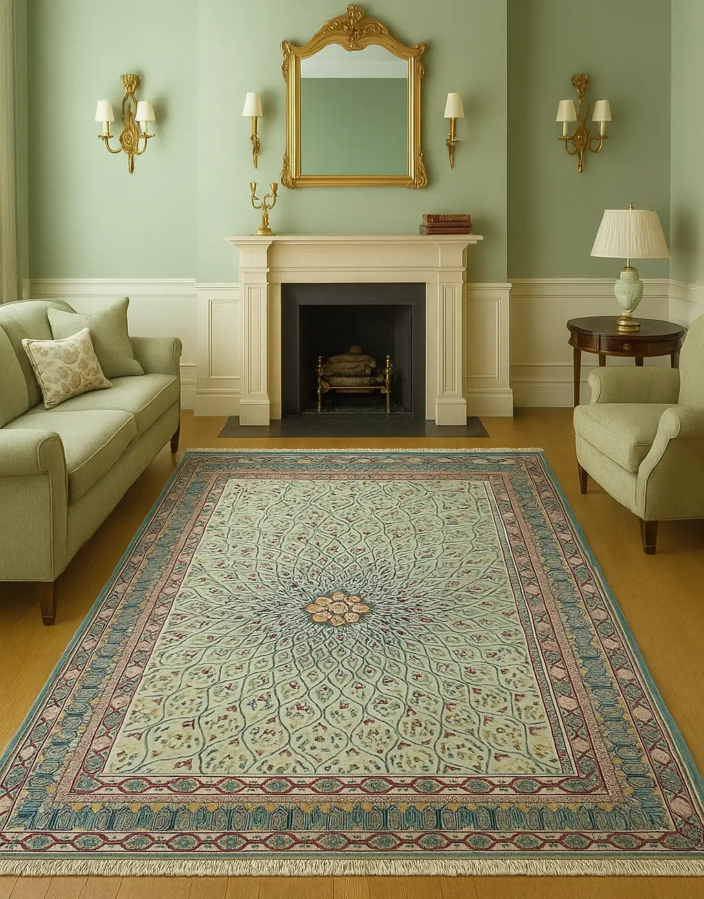 Hand Knotted Rug - Green