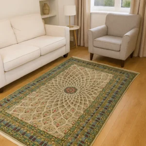 Hand Knotted Beige Rug For Living Room