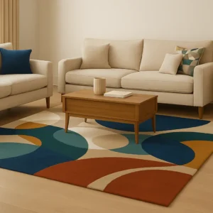 Hand Tufted Woolen Rug With Modern Abstract Geometric Design