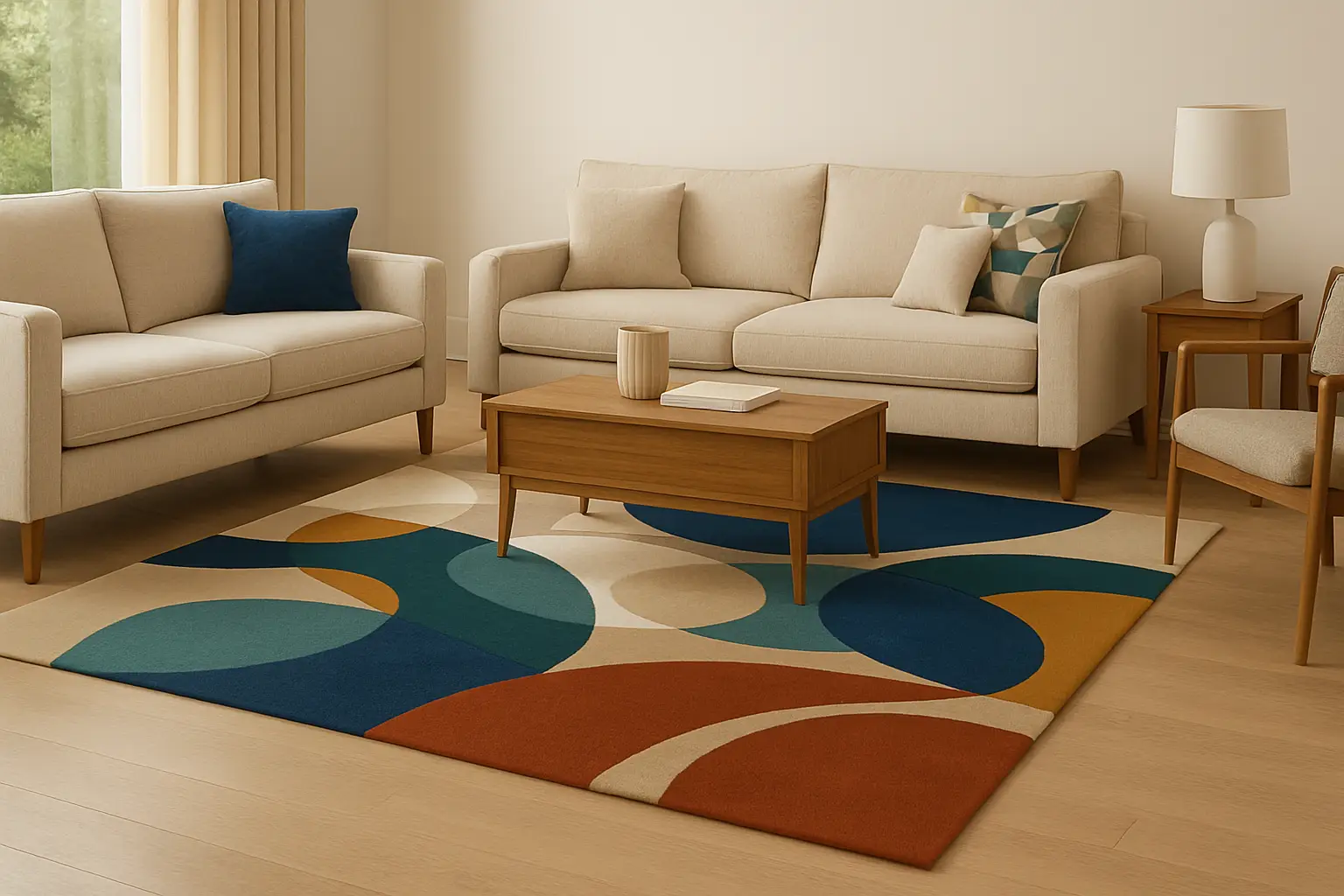 Hand Tufted Woolen Rug With Modern Abstract Geometric Design