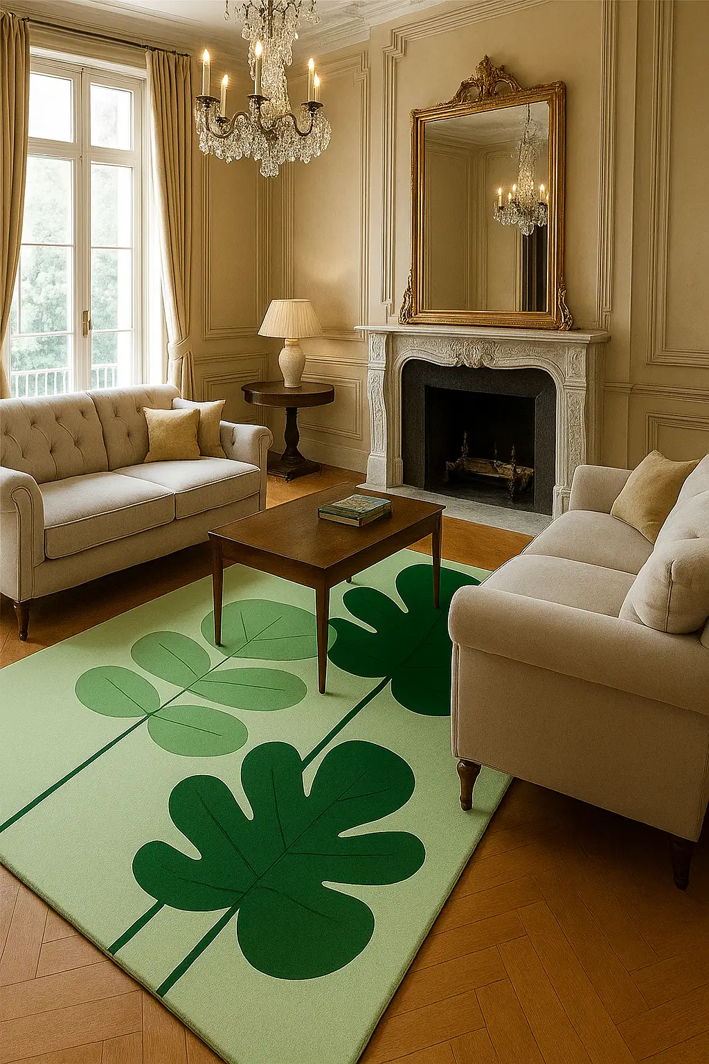 Hand Tufted Woolen Rug (Monstera Leaves)