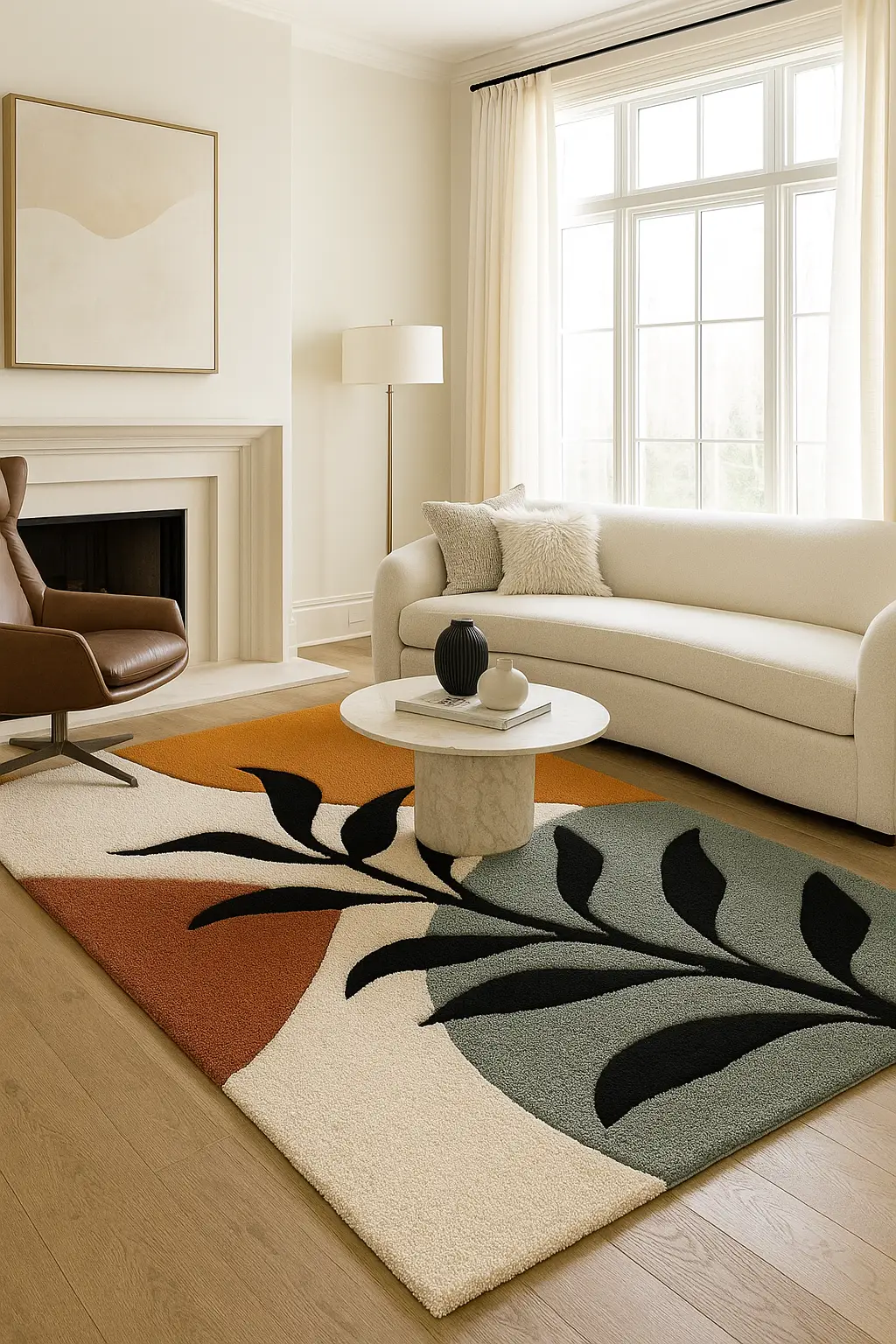 Hand Tufted Woolen Rug (Botanical Print) For Kids & Drawing Room