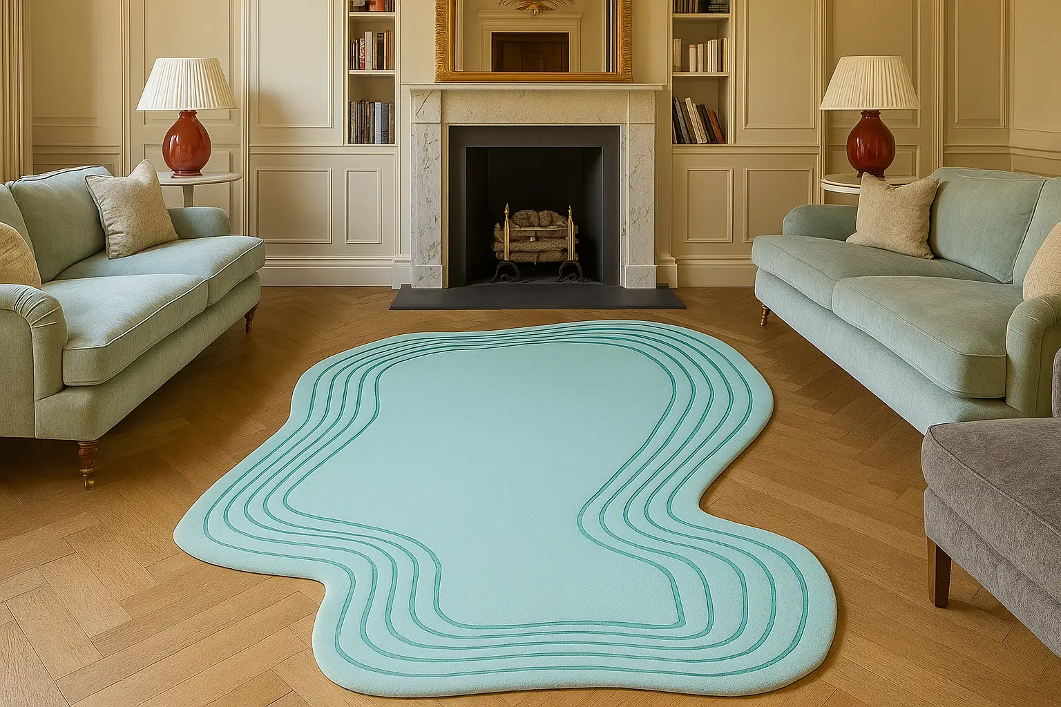 Hand Tufted Woolen Rug Irregular Shape For Living & Drawing Room