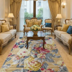 Hand-Tufted Floral Rug: Vintage Rose & Peony Design