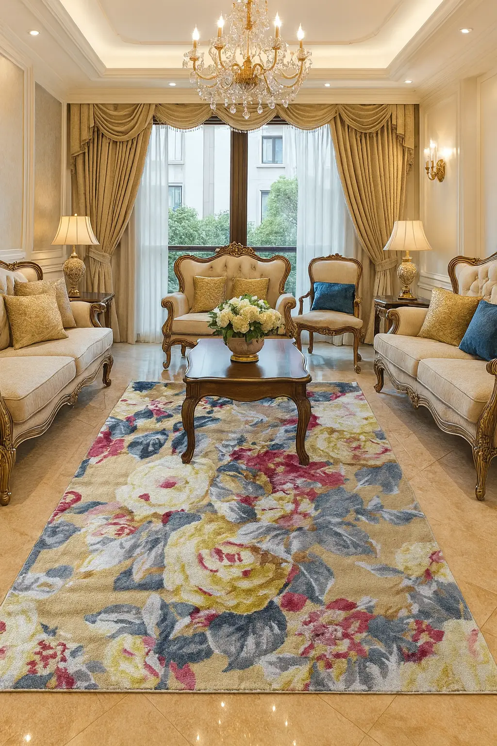 Hand-Tufted Floral Rug: Vintage Rose & Peony Design