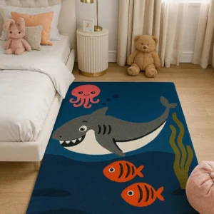 Hand-Tufted Wool Ocean Rug: Playful Underwater Nursery Decor