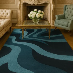 Hand-Tufted Modern Abstract Rug – Ocean Wave Inspired Design
