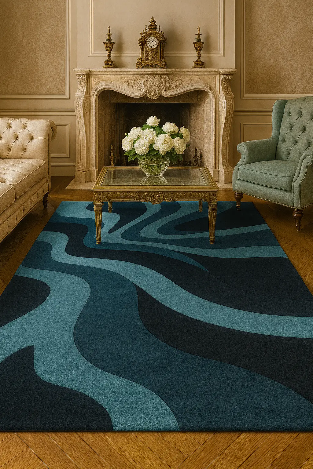 Hand-Tufted Modern Abstract Rug – Ocean Wave Inspired Design