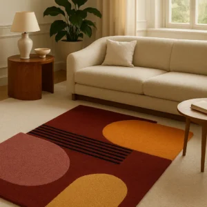 Hand-Tufted Wool Geometric Rug: Modern Abstract Design