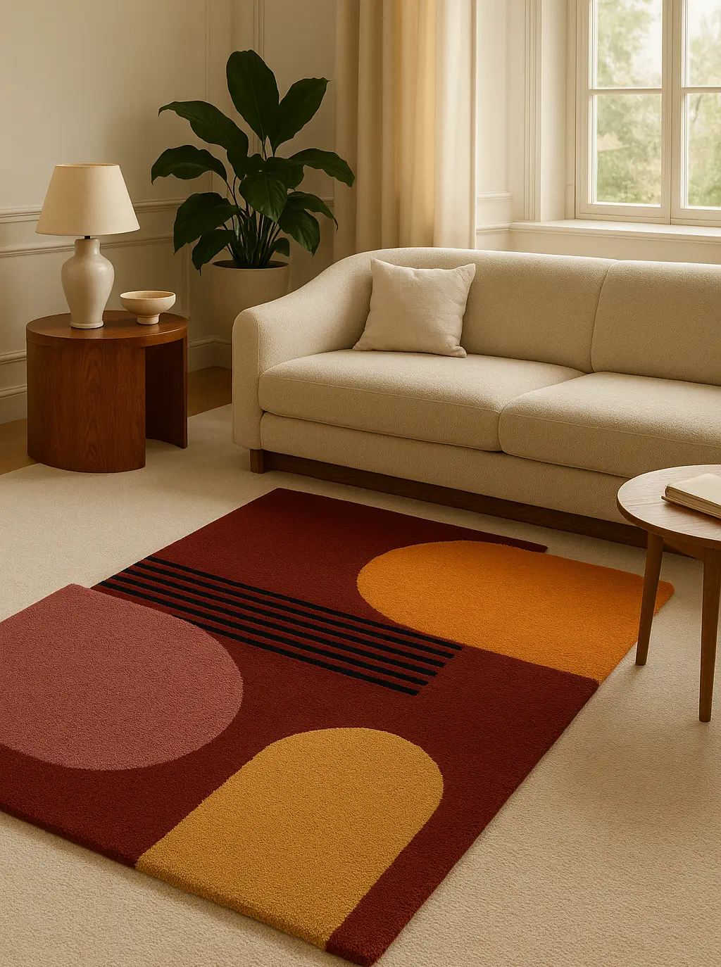 Hand-Tufted Wool Geometric Rug: Modern Abstract Design